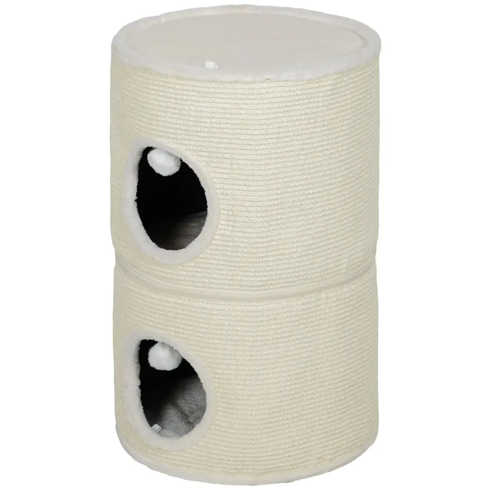 Skraptunna Klösmöbel Krämvit av Sisal och Plysch 69 Cm