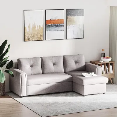 Bäddsoffa med Schäslong Stoppad Soffa 3-Sits