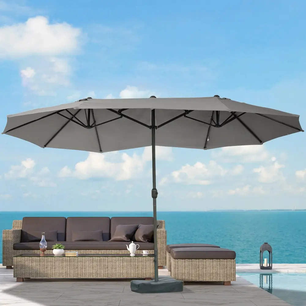 Ovalt Dubbelparasoll med Vev Stort 460 x 270 x 240 Cm