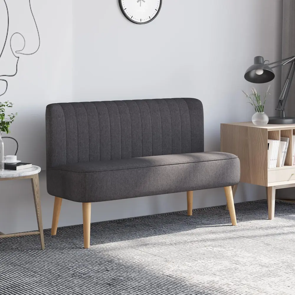 Soffa 2-sits Mörkgrå Tyg Soffa med Mjuk 117x57x77 Cm