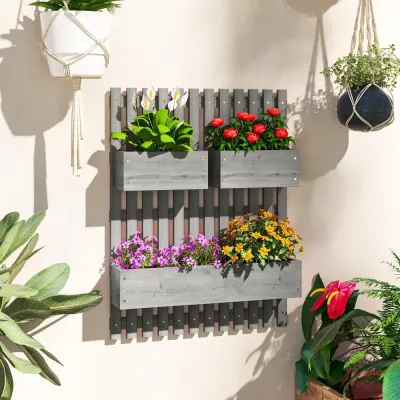 Blomlådor 3-pack för Väggmontering 60 x 16 x 80 cm