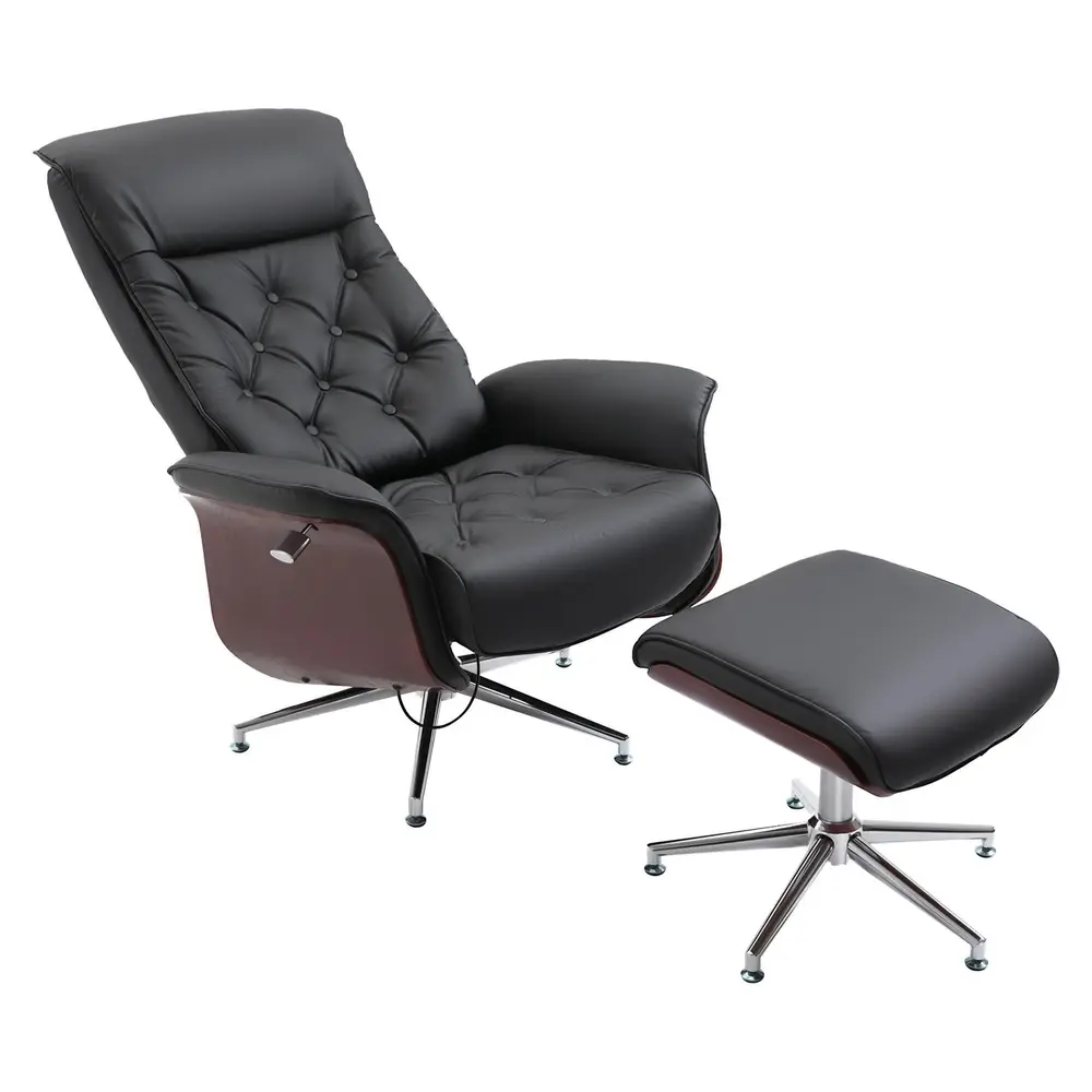 Snurrbar Relaxfåtölj med Pall TV-Stol 82 x 83 x 110 Cm