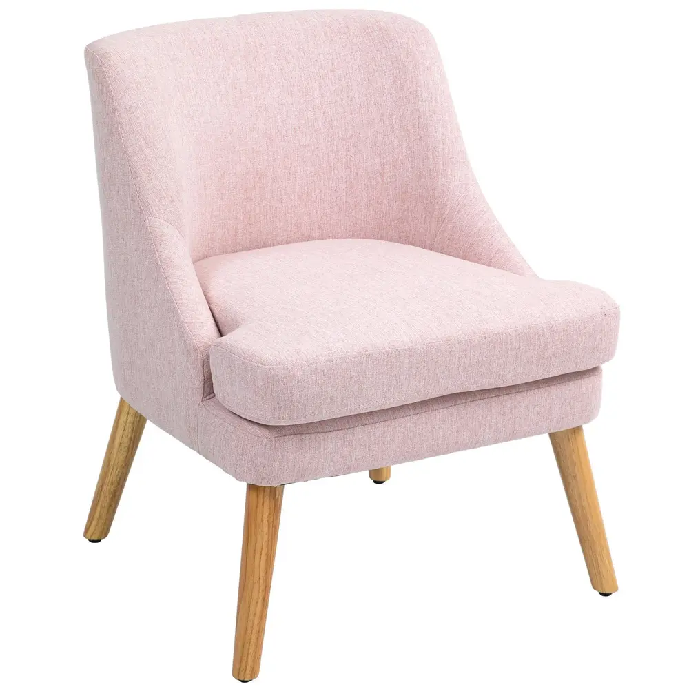 Fåtölj Relaxstol med Armstöd Rosa av Linnelook och Trä