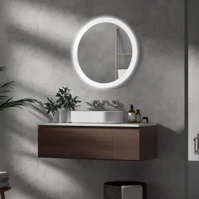 Badrumsspegel Väggspegel Silver av Glas och Metall 70 cm
