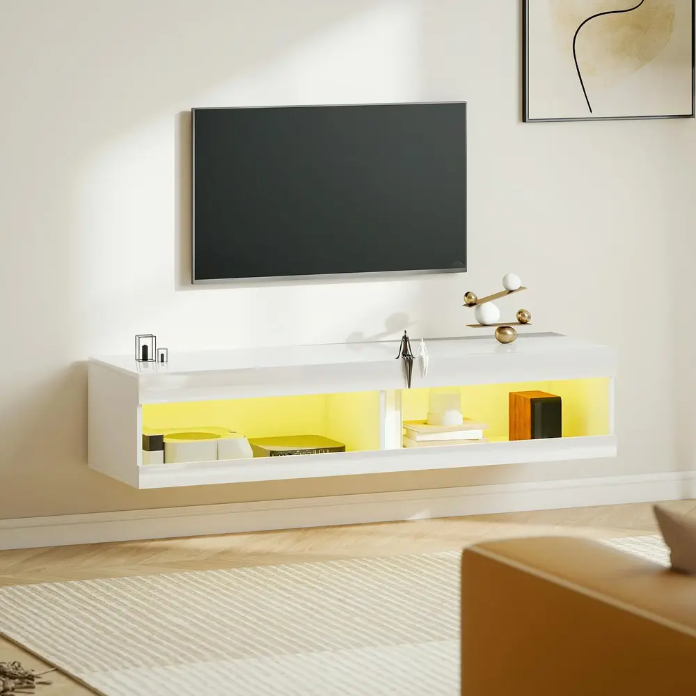 Hängande TV-Skåp med RGB LED-Belysning i 16 140x40x30 Cm