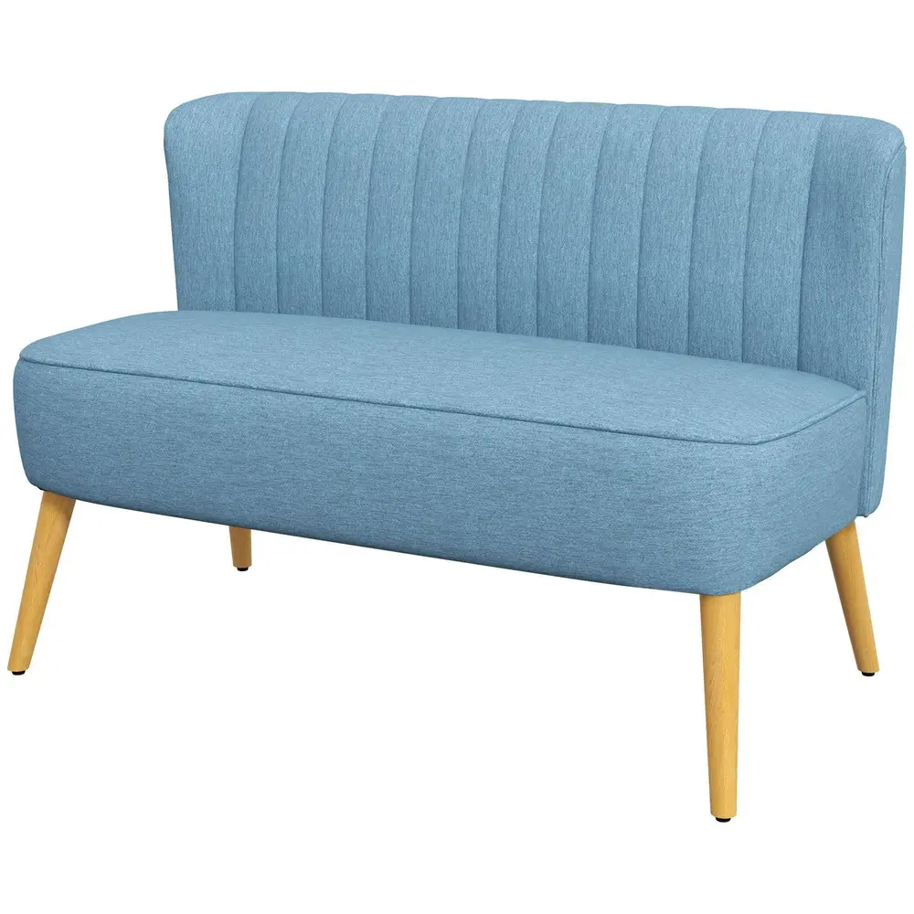 Soffa Loveseat 2-Sits Blå av Tyg 117 x 56,5 x 77 Cm