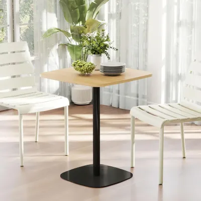 Matbord Kvadratiskt Natur och Svart Stål MDF-Skiva 60 cm