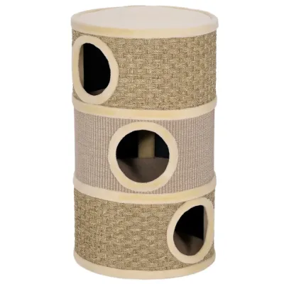 Klöstunna 79 cm med Tre Kattgrottor, Khaki och Brun