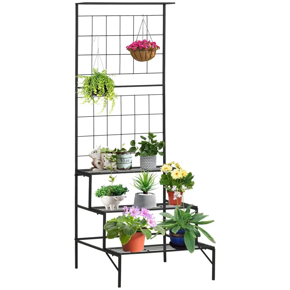 Blomtrappa i Metall 3 Hyllor 60,5 x 59,5 x 95,5 Cm