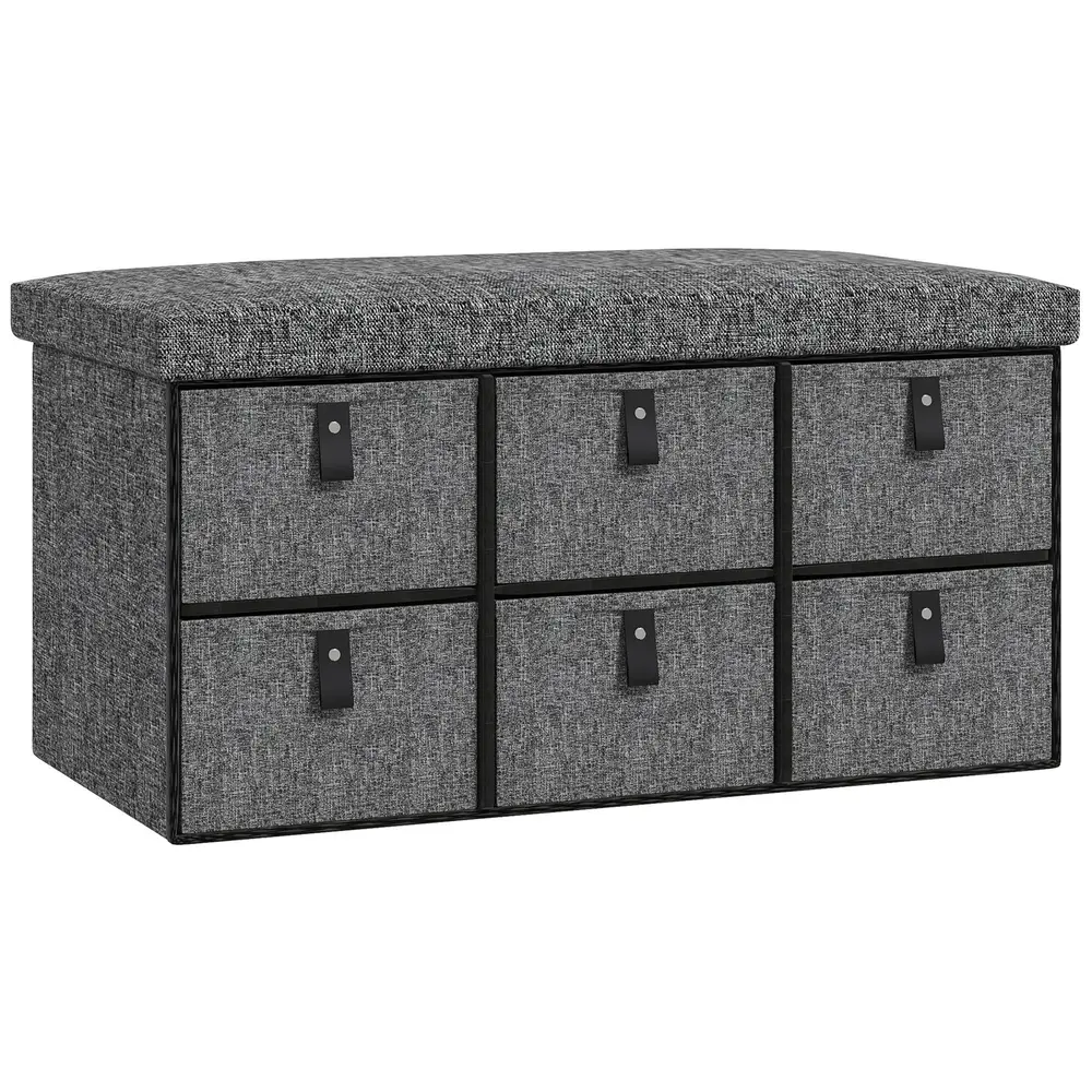 Sittbänk 6 Skofack och Vadderad Sits i Linneoptik