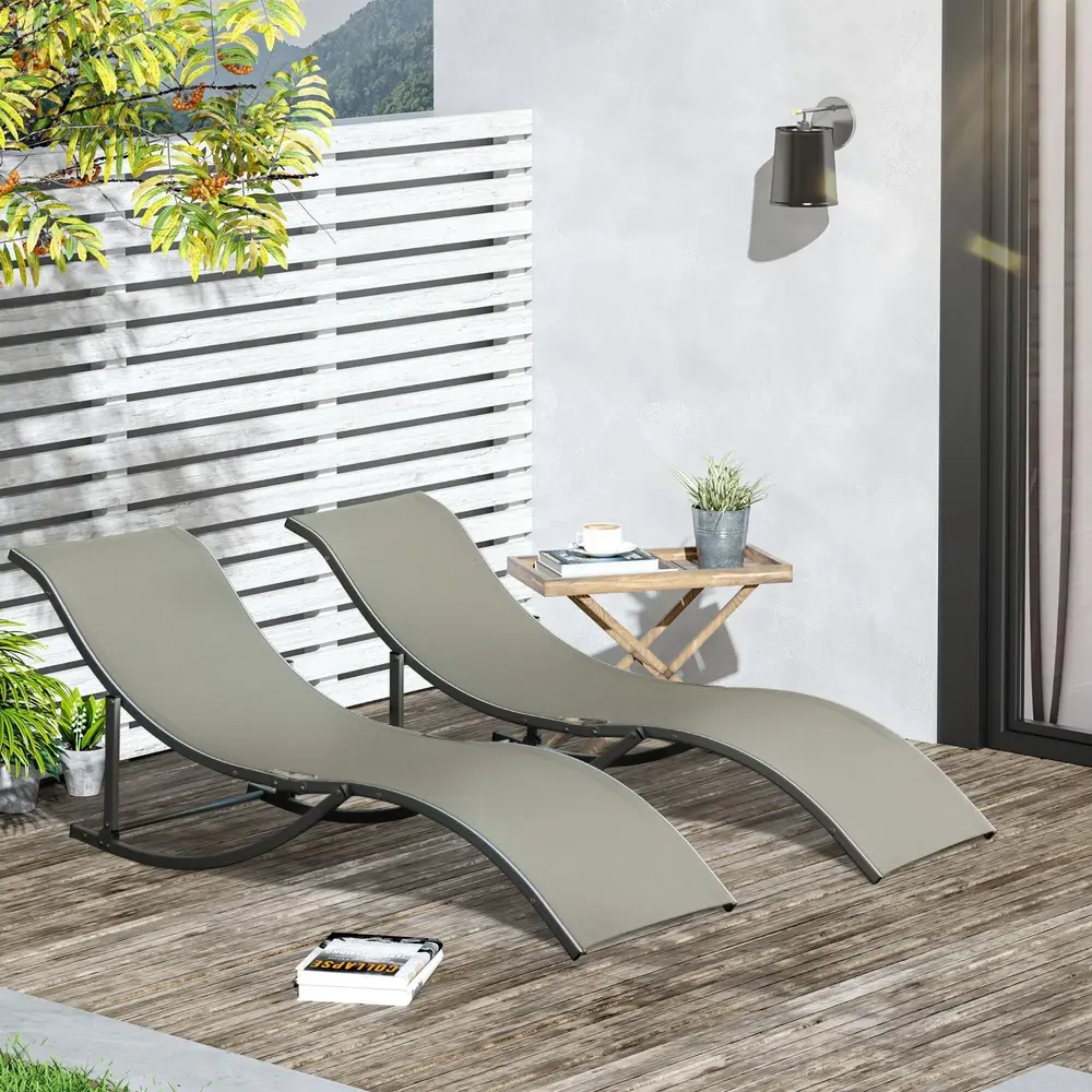 2-Pack Solstolar i Aluminium Relaxstolar 165 x 61 x 63 Cm
