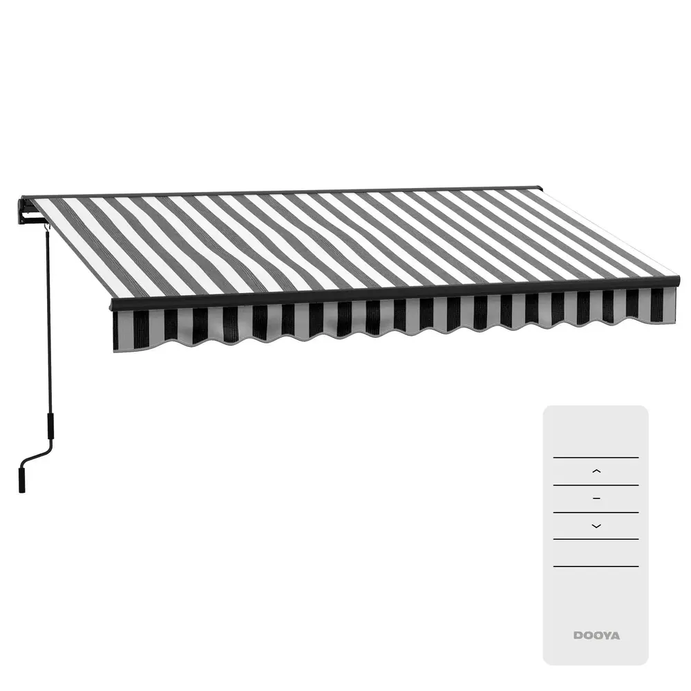 Fällarmsmarkis Elektrisk Markis Grå Vit 395 x 250 Cm