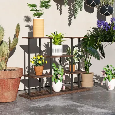 4-Vånings Växtställ Högt Blomsterställ Utomhus 61,5 cm