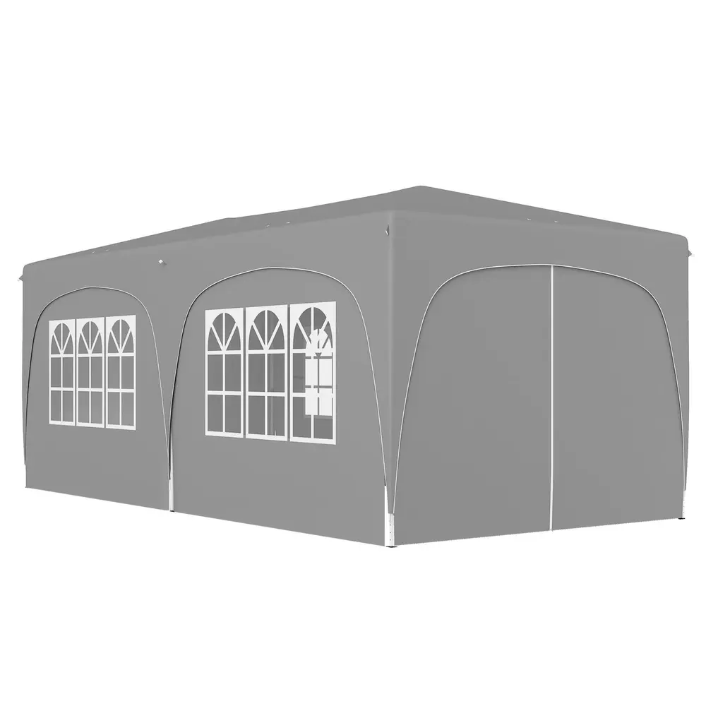 Lusthus Paviljong Pop-Up Partytält Ljusgrå 3 x 6 M