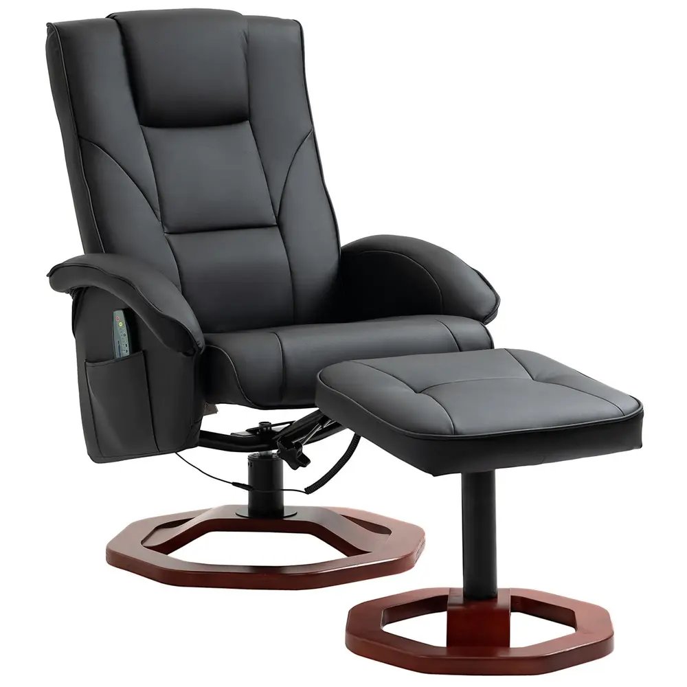 Snurrbar Massagestol med Pall Relaxfåtölj 73 x 83 x 106 Cm