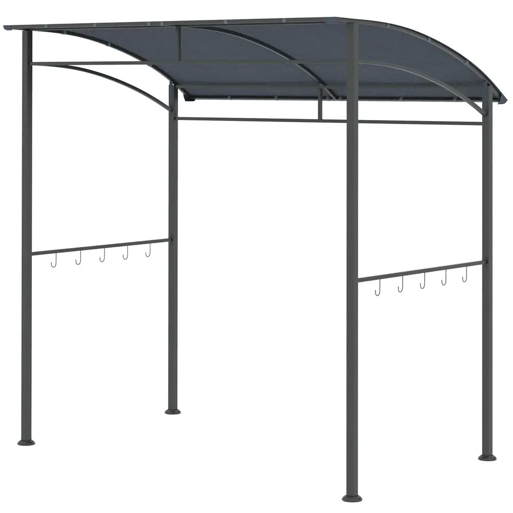 Grillpaviljong Grå Stål med Regnskydd och Krokar för 220 Cm