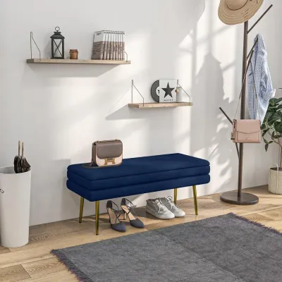 Stoppad Förvaringsbänk i Stål Blå 100x37,5x42 cm