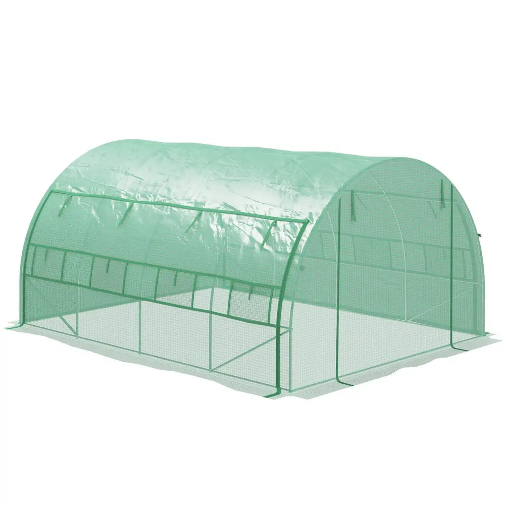 Växthus Polytunnel Grön av Stål och PE 3,97 x 3 x 2 M