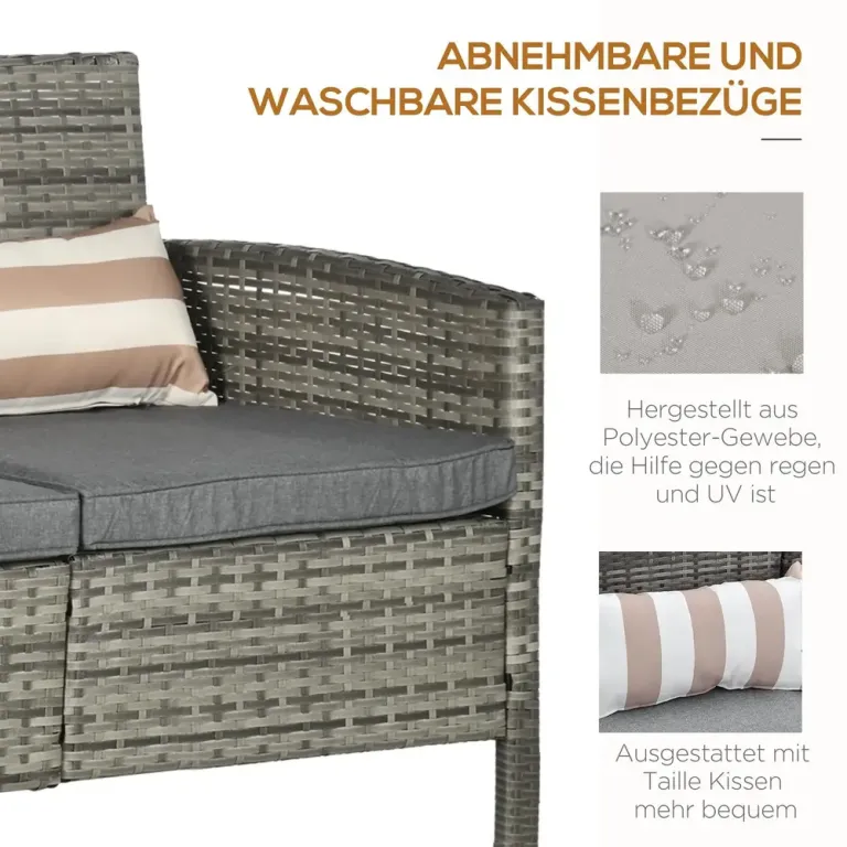 Konstsoffa Grå Konstrotting med Kuddar 173 x 68 x 78 cm