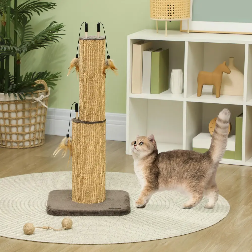 Klöspelare Klösmöbel Brun av Jute och Plysch 78 cm