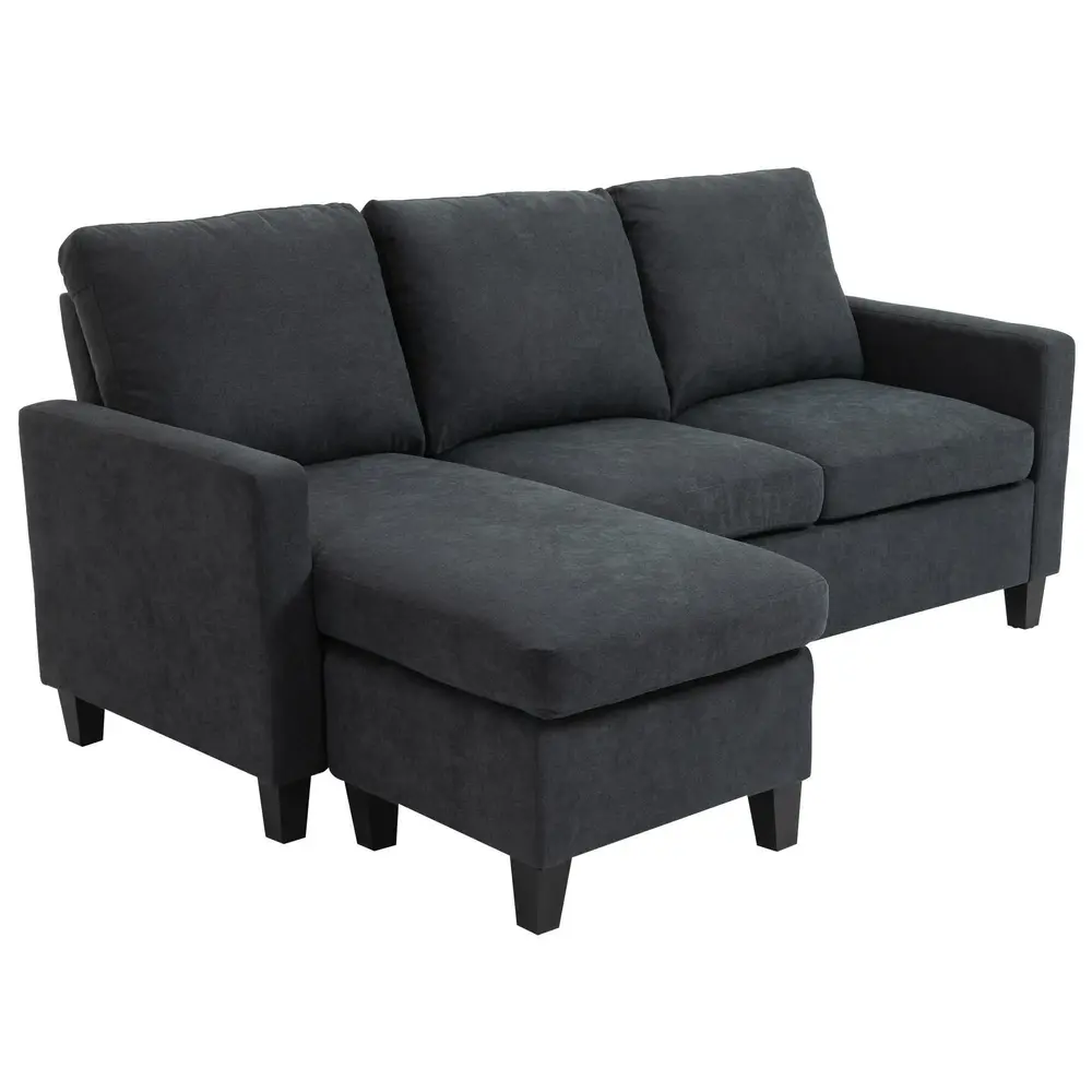 Hörnsoffa L-Form Soffa Mörkgrå av Tyg 197 x 139 x 91 Cm