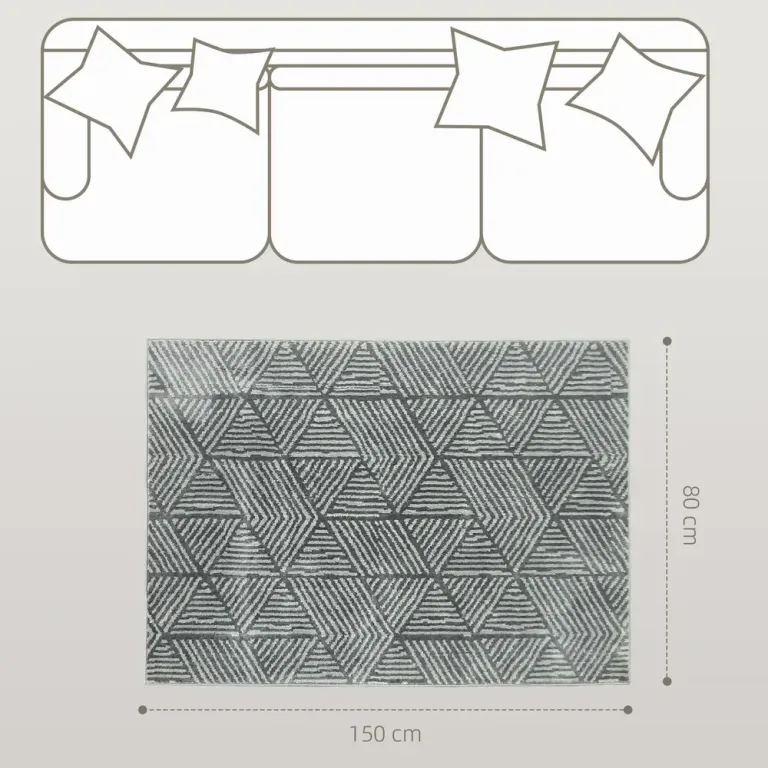Tvättbar Vardagsrumsmatta i Modern Stil Mörkgrå Geometriskt Mjuk