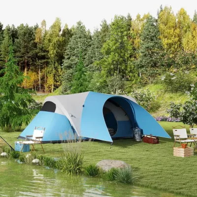Campingtält Tunneltält för 6 Personer Blå av Polyester