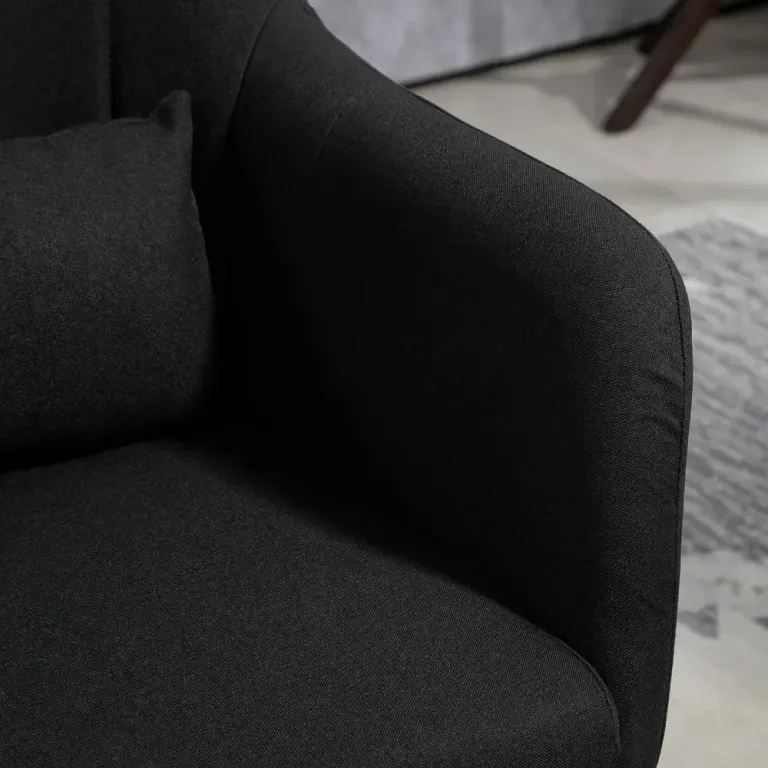 Ergonomisk Kontorsstol Loungestol Höjbar Svart Fåtölj Snurrstol