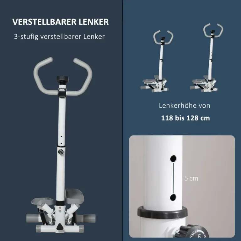 Stepper Ergonomisk Vit Metall –128 cm Trappmaskin Justerbart Display