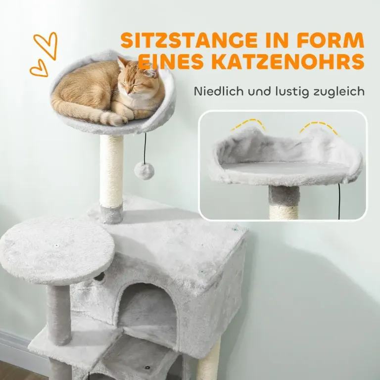 Klösträd för Katter med Sisalpelare 140 cm Ljusgrått Kattträd Kojor