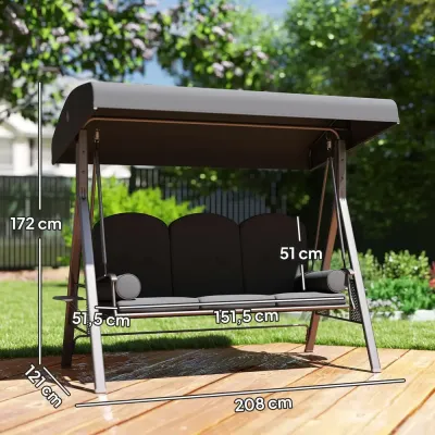 Hammock Mörkgrå med Soltak och Bricka för Tre