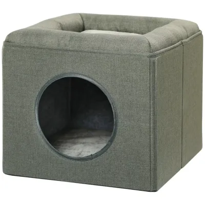 Kattgrotta 2-i-1 med Kudde Grön 36,5 x x 33 cm