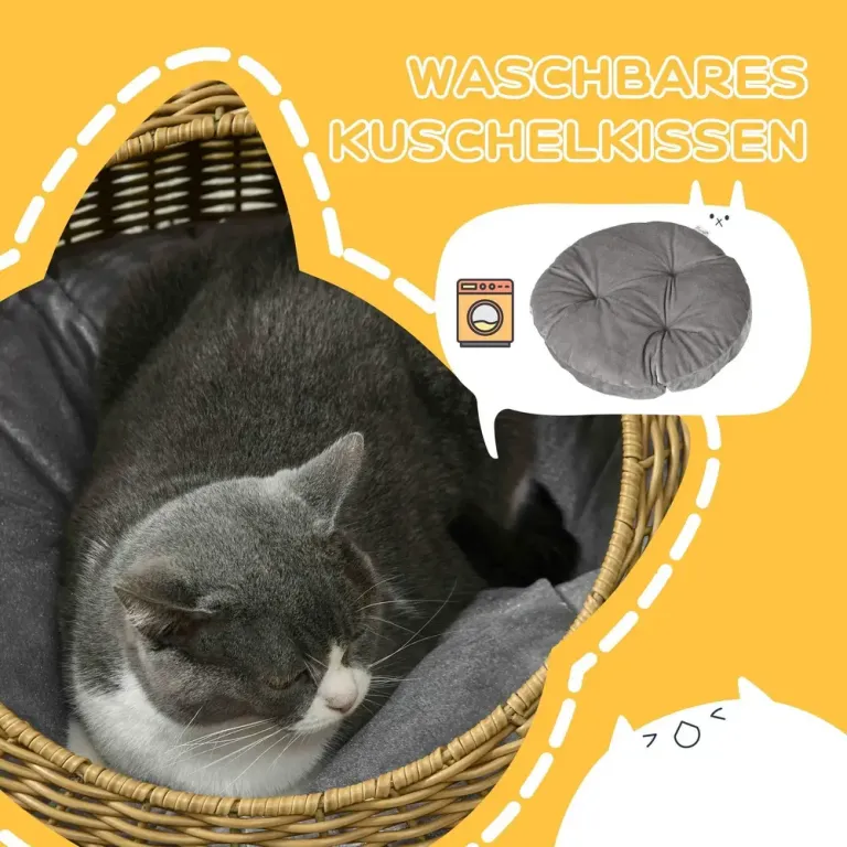 Katthus Kattgrotta Ljusbrun av PE Rotting Korg Kattkoja Kudde