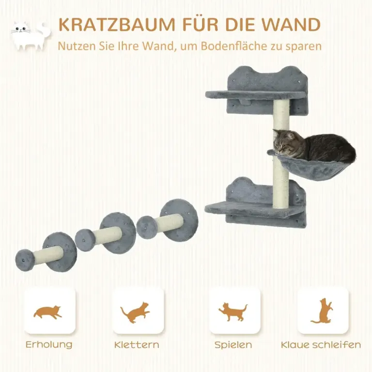 Kattklättervägg Klösträd Grå Krämvit Hängmatta