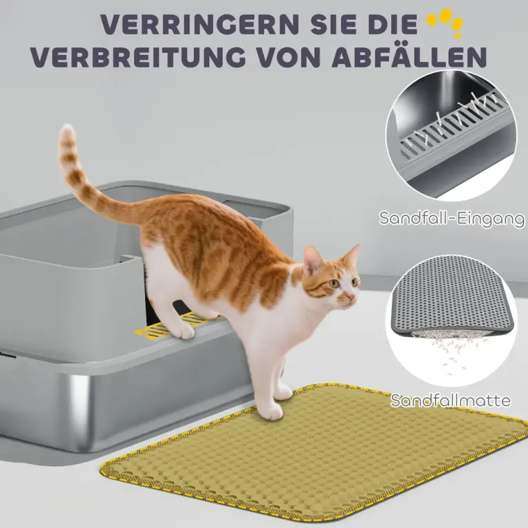 Kattlåda Rostfritt Stål med Matta Grå Öppen