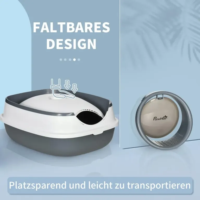 Kattlåda Toalett med Ströskopa Lock Plast Vit/Grå