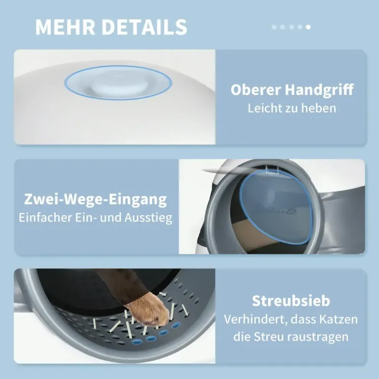 Kattlåda Toalett med Ströskopa Lock Plast Vit/Grå
