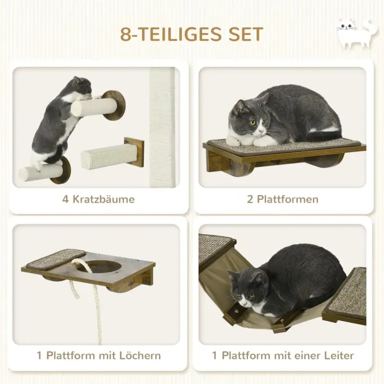 Katttrappa Husdjurstrappa med Sisalpelare Klättervägg Klösträd Delar