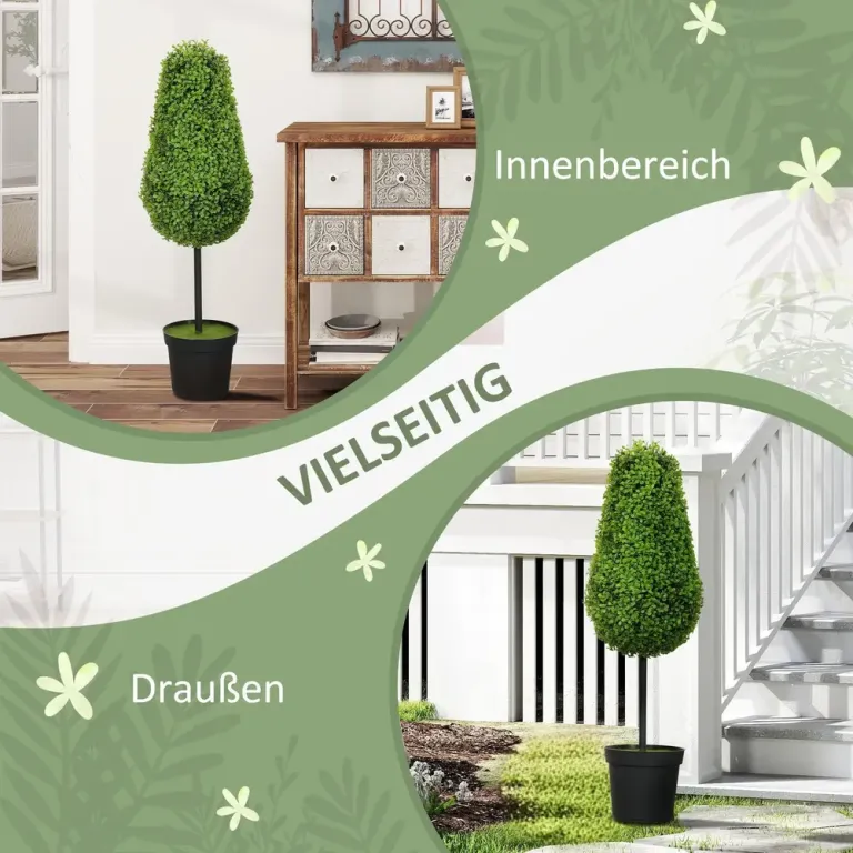 Set 2 Konstgjorda Buxbom i Droppform 90 cm Växt Droppformade Blad