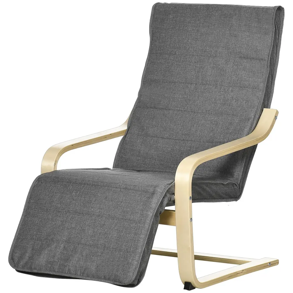 Accentfåtölj med Fotstöd Björkträ Upp 66,5 x 94 x 100 Cm