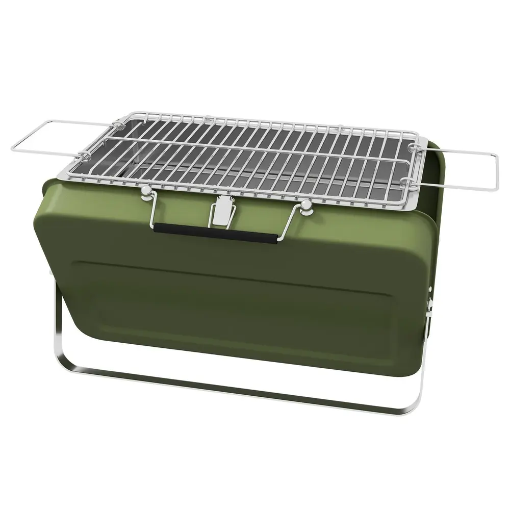 Bordsgrill Kolgrill Grön av Rostfritt Stål för Picknick