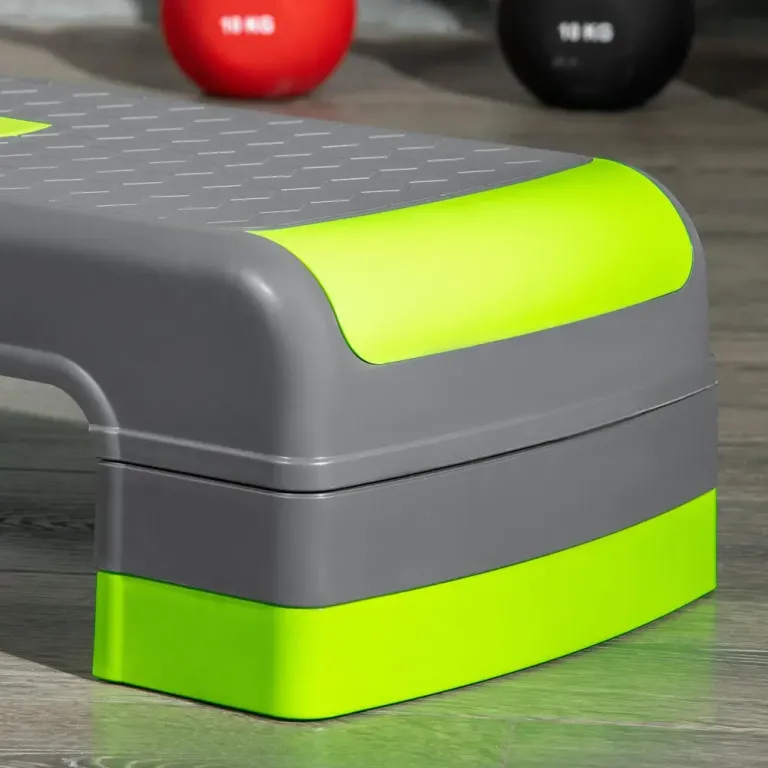 Aerobic Stepper och Träningsbräda Grön och Grå Stepbräda Nivåer