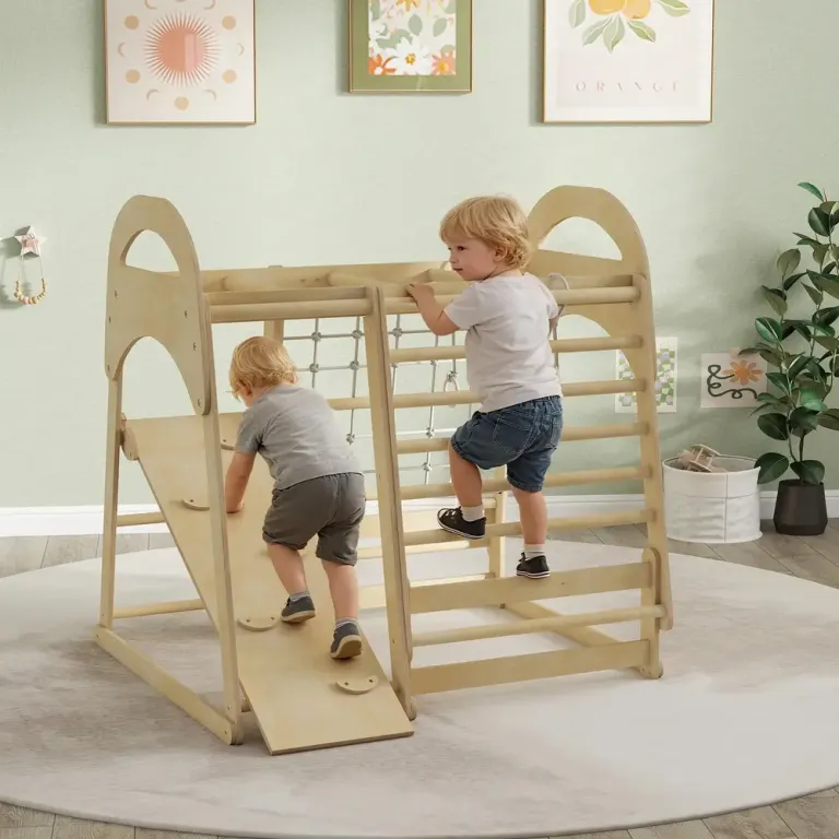 Klätterställning Inomhus Naturfärgad Trä för Barn 3 120 Cm Naturträ