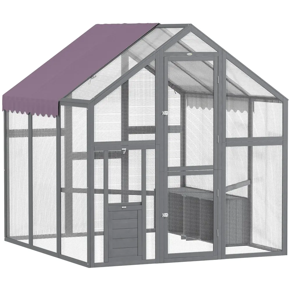 Hönshus Hönsgård Utomhusinhägnad Grå 1,7 x 1,8 x 1,8 M