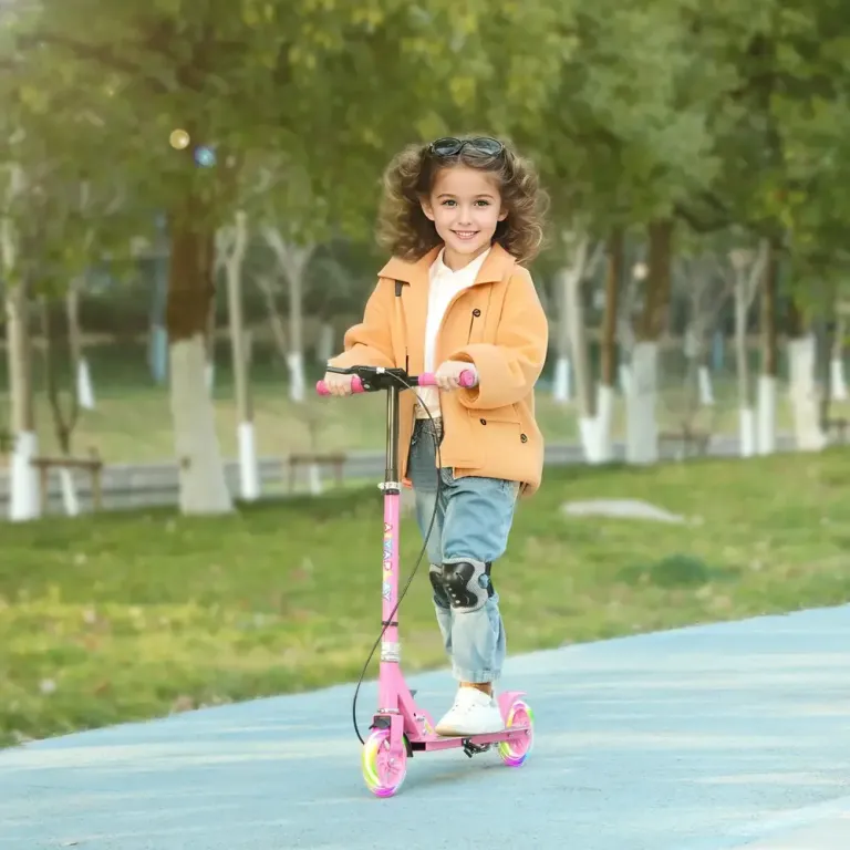 Sparkcykel Barnsparkcykel Hopfällbar Rosa av Metall Justerbar Hjul