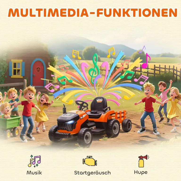 Elektrisk Åktraktor med Fjärrkontroll och Mjukstart Elbil Barn