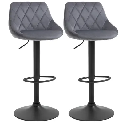Barstolar 2-Pack Prisvärd Mörkgrå Sammet och Bar med Höjd