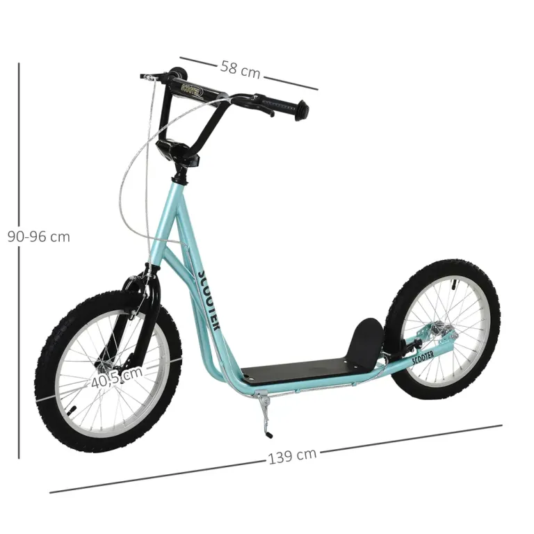 Sparkcykel för Barn med Broms, Ljusblå Skoter Luftgummi Däck