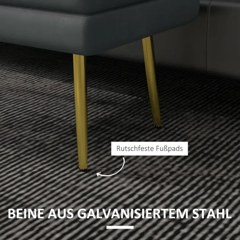 Klädd Bänk Sängbänk Grå av Tyg, Mörkgrå Sittbänk Förvaringsutrymme