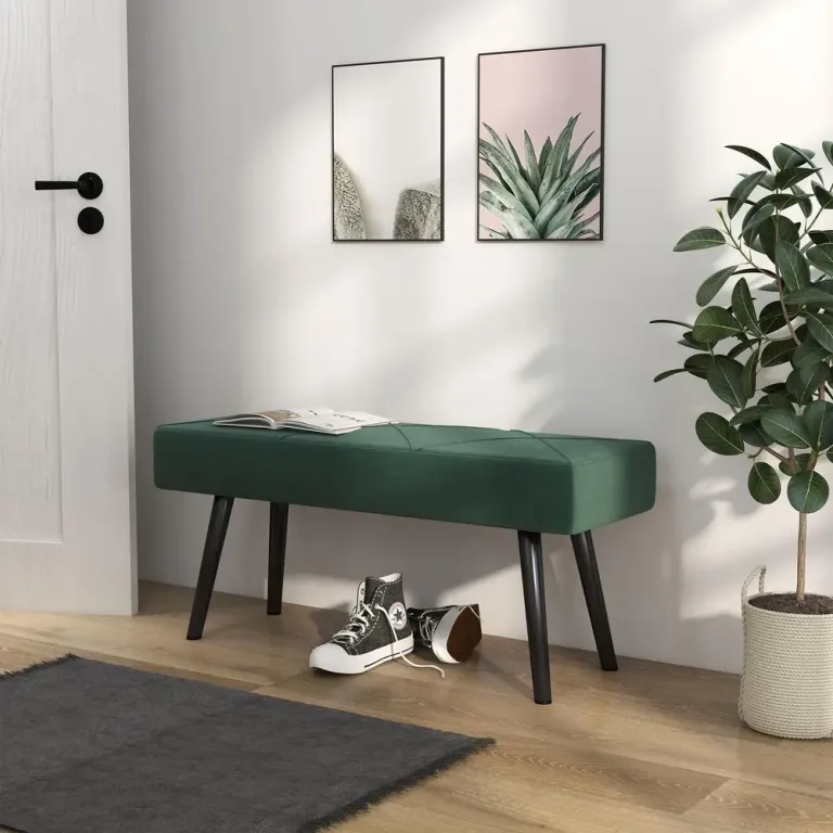 Klädd Bänk Sängbänk Grön av Tyg Sittbänk Sammet